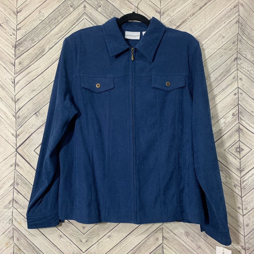 NWT alfred dunner 14 blue zip jacket